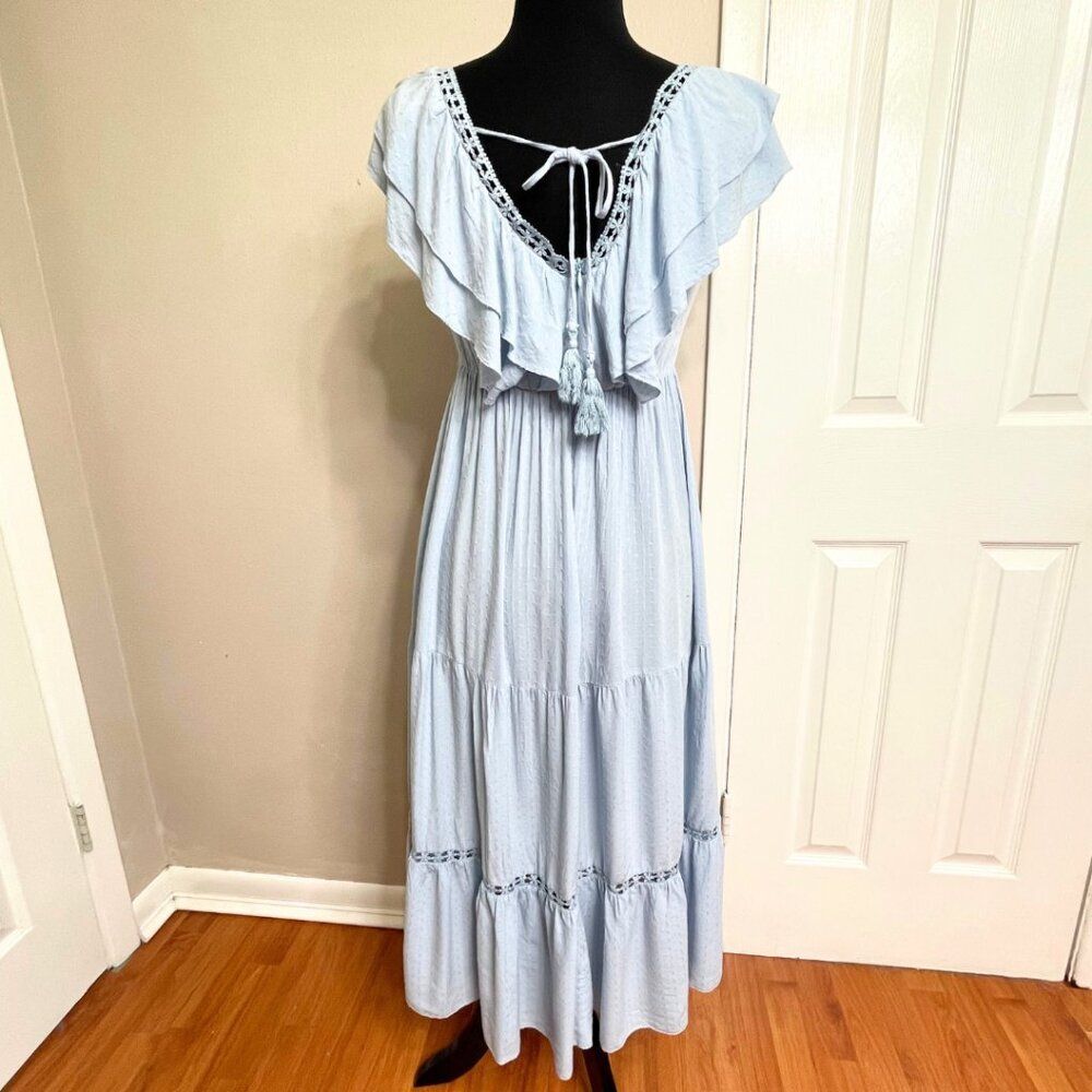 Simplee | Women's Ruffle Lace Maxi Dress Size Medium - Picture 3 of 13